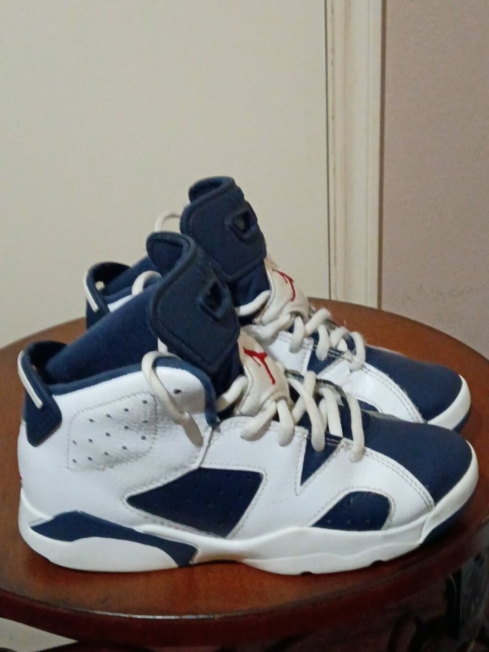 Jordan Air Jordan 6 Shoes Boys Size 1Y White Blue Basketball DV3605-164 Sneakers